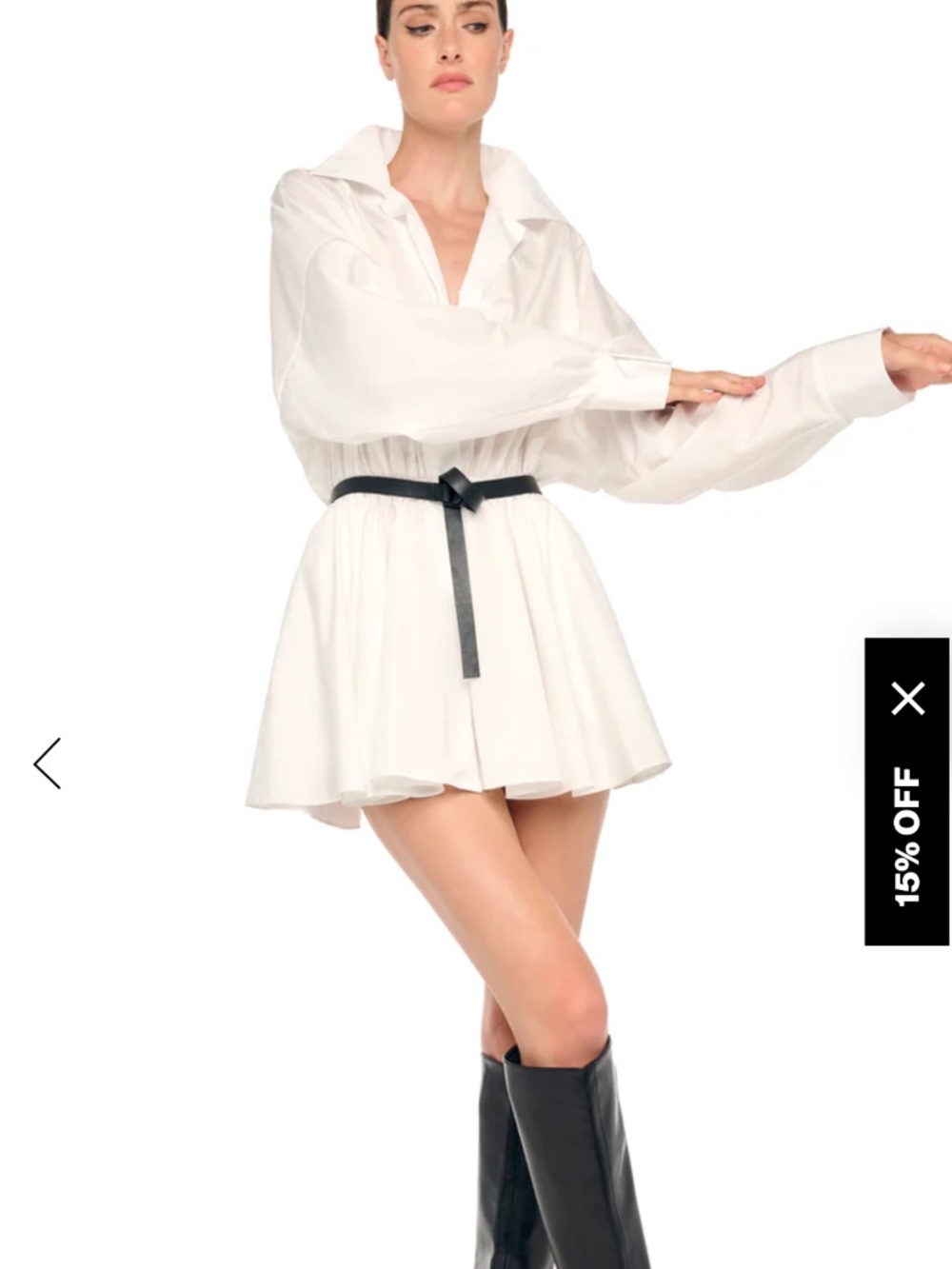 Norma Kamali White Belted Mini Dress - Picture 3 of 8
